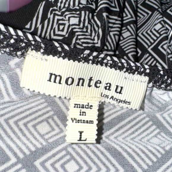 Anthropologie Monteau Jumpsuit Black & White Geometric Print Size Large - Picture 5 of 16